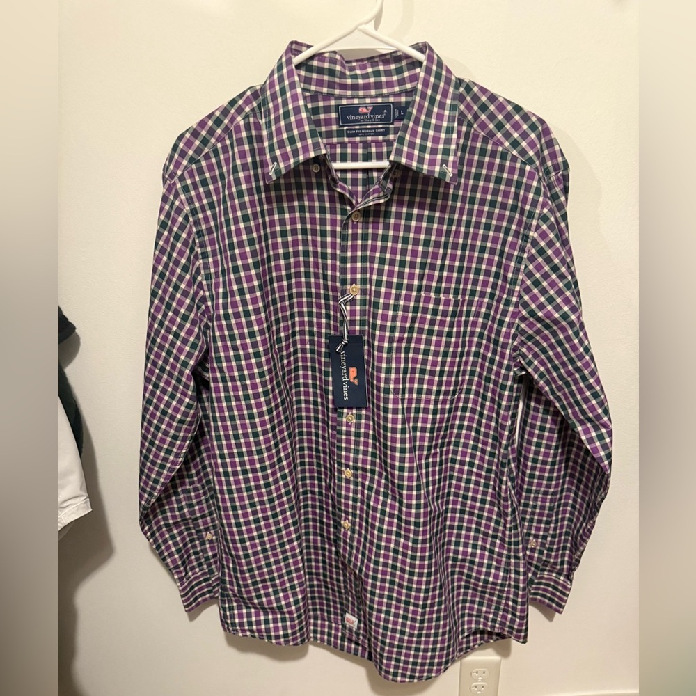 NWT vineyard Vines Classic Men's Checkered Shirt large
